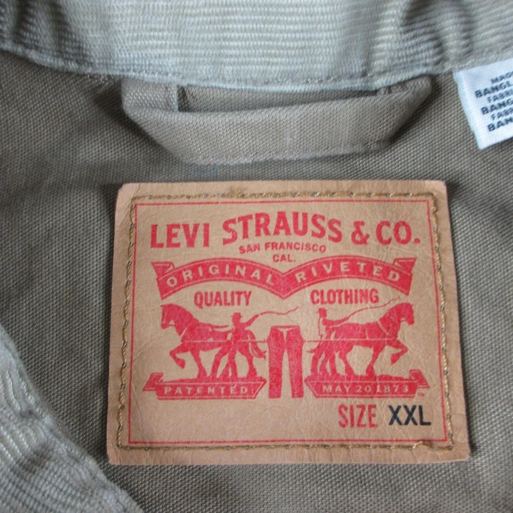 Levis Jacket Mens 2XL Beige Canvas Button Front Workwear Pockets Utility